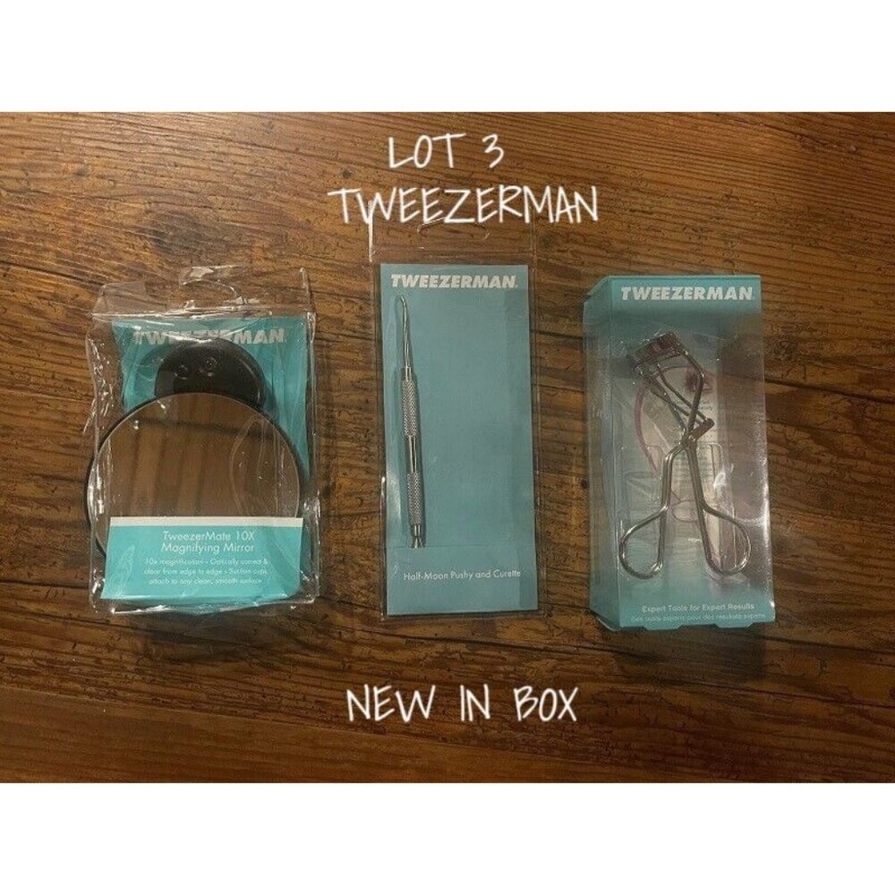 Tweezerman Eyelash Curl Nail Cuticle Cleaner Lighted Mirror Lot 3 Brand New